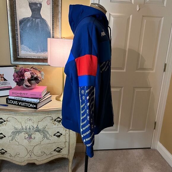 NWT Men's PUMA BMW‎ M Motorsports Zip Front Hoodie Jacket in Blue Red US Size XL - Picture 4 of 8